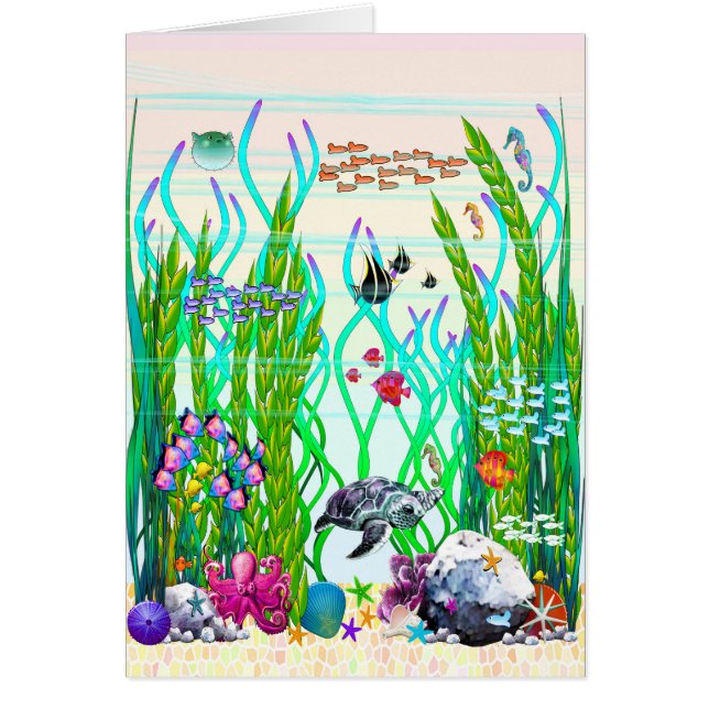 Underwater Garden Happy Birthday Greeting Card (Front)