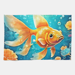 Underwater Goldfish Art Kitchen Towel