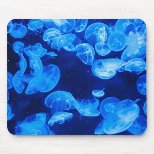 Underwater Jellyfish mousepad Blue White Mouse Pad