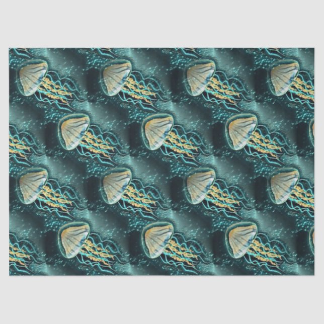 Underwater Jellyfish Teal Tissue Paper (Front)