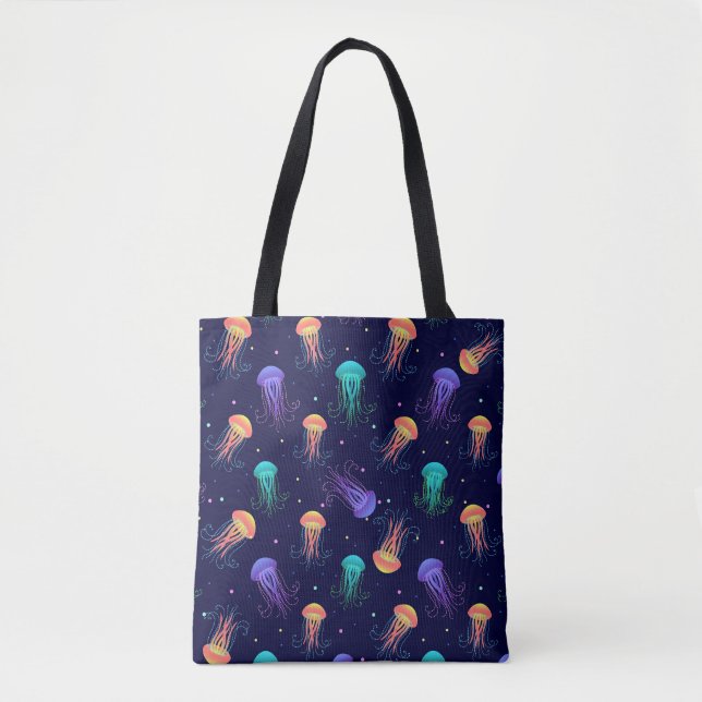 Underwater jellyfish world: bright pattern. tote bag (Front)