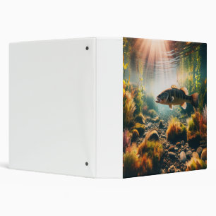Underwater large mouth bass 3 ring binder