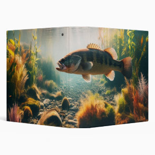 Underwater large mouth bass 3 ring binder