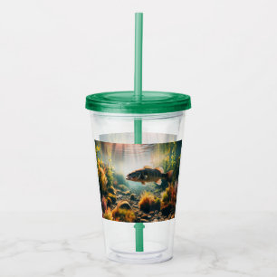 Underwater large mouth bass acrylic tumbler