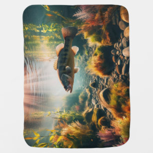 Underwater large mouth bass baby blanket