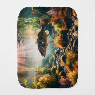 Underwater large mouth bass baby burp cloth