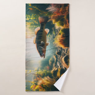 Underwater large mouth bass bath towel