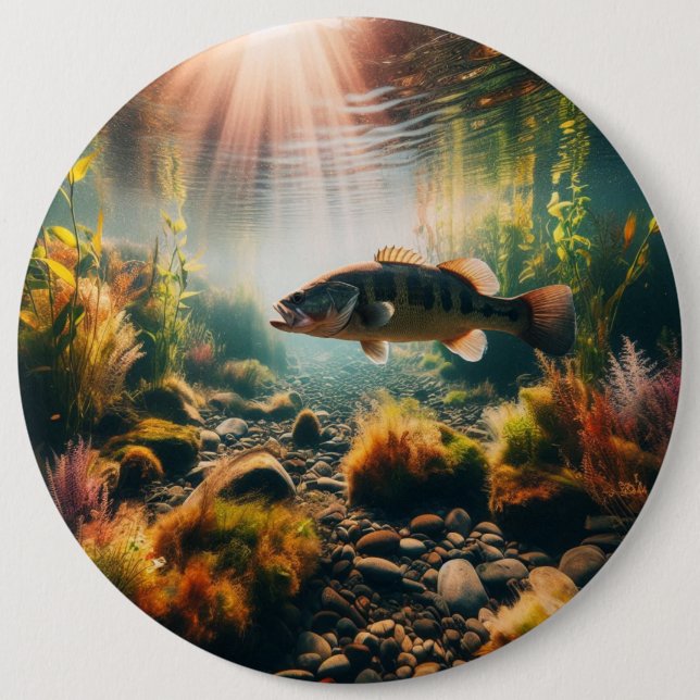 Underwater large mouth bass button (Front)