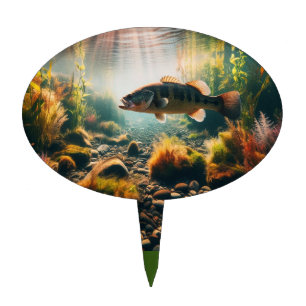 Underwater large mouth bass cake topper
