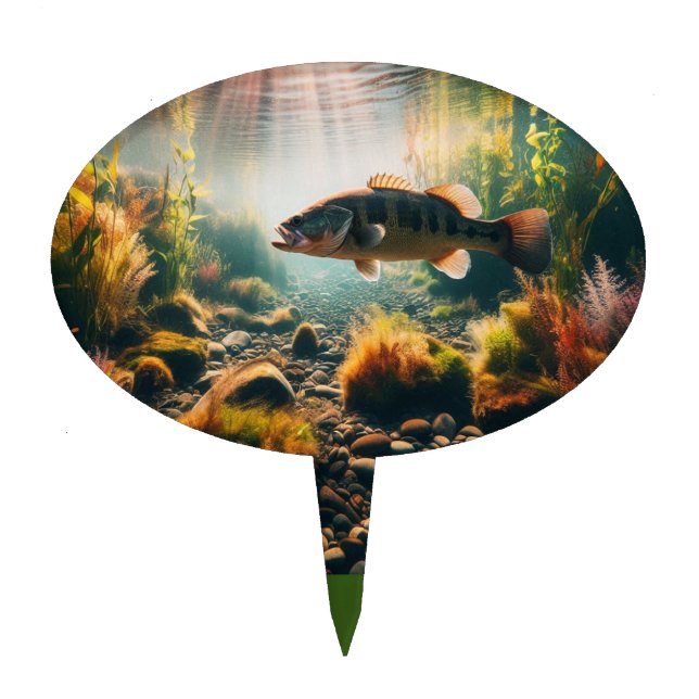 Underwater large mouth bass cake topper (Front)