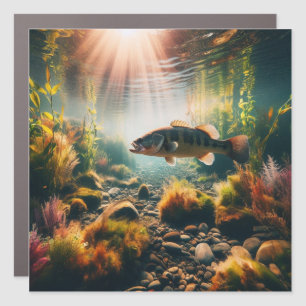 Underwater large mouth bass car magnet