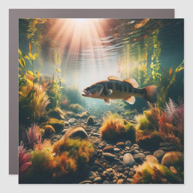 Underwater large mouth bass car magnet (Front)