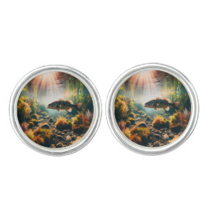 Underwater large mouth bass cufflinks