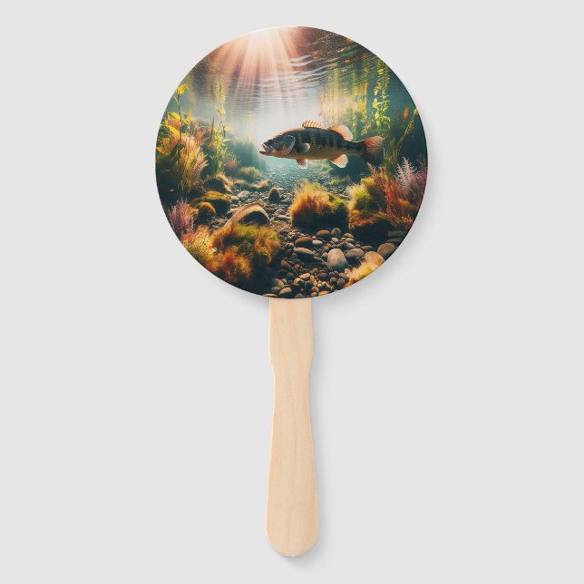 Underwater large mouth bass hand fan (Front)