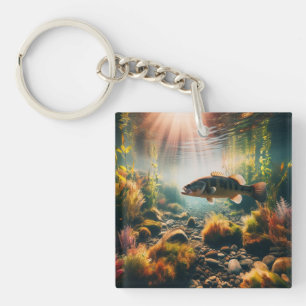 Underwater large mouth bass keychain