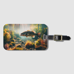 Underwater large mouth bass luggage tag