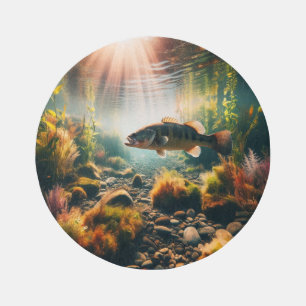 Underwater large mouth bass outdoor rug