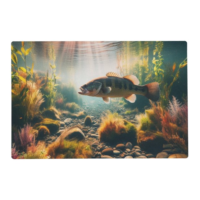 Underwater large mouth bass placemat (Front)