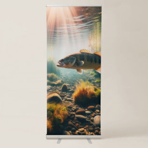 Underwater large mouth bass retractable banner