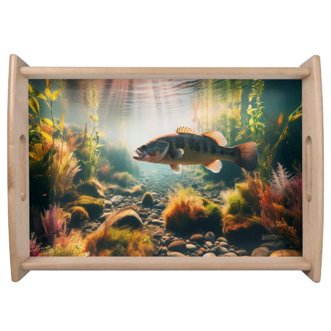 Underwater large mouth bass serving tray (Front)