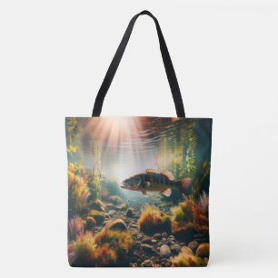 Underwater large mouth bass tote bag