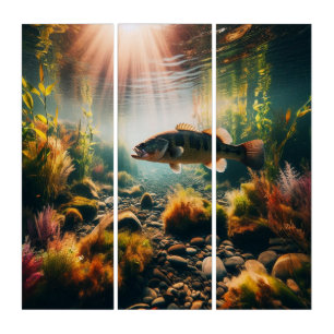 Underwater large mouth bass triptych