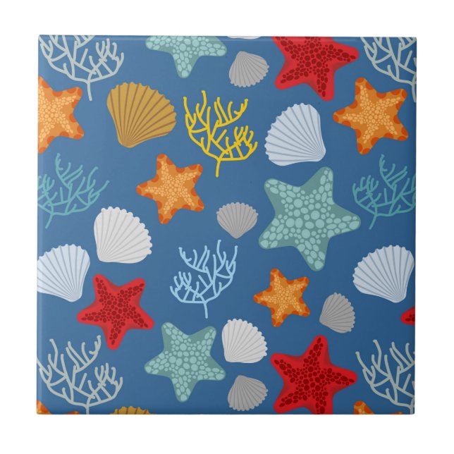 Underwater Life Pattern Ceramic Tile (Front)