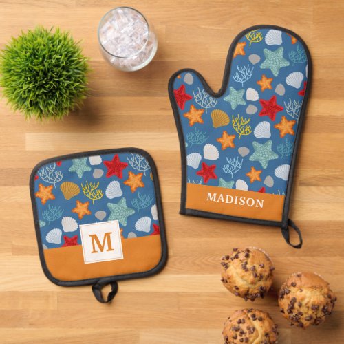 Underwater Life Pattern Oven Mitt  Pot Holder Set