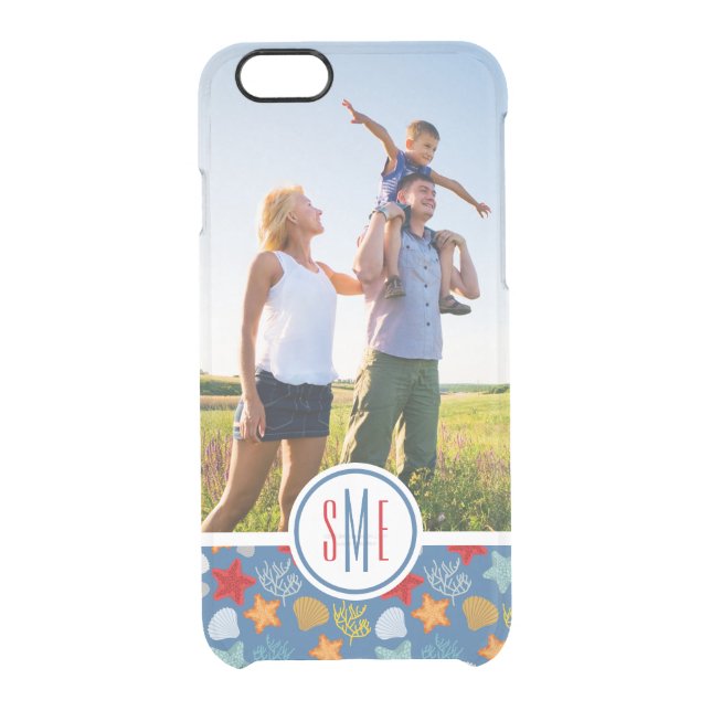 Underwater Life Pattern| Your Photo & Monogram Uncommon iPhone Case (Back)