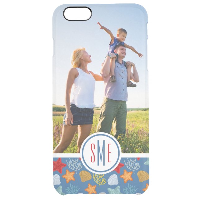 Underwater Life Pattern| Your Photo & Monogram Uncommon iPhone Case (Back)
