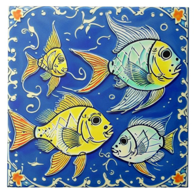 Underwater life traditional ceramic art no 2 tile (Front)