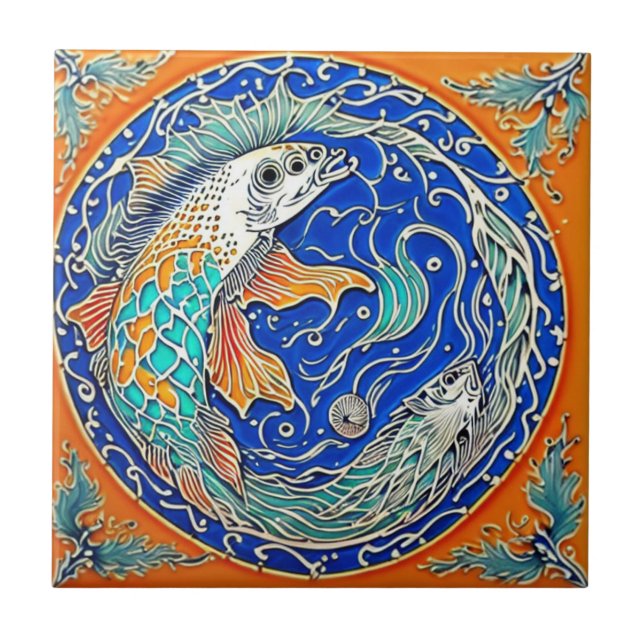 Underwater life traditional ceramic art no 3 ceramic tile (Front)