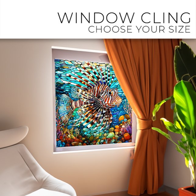 Underwater Lion fish Stained glass art Window Cling (Creator Uploaded)