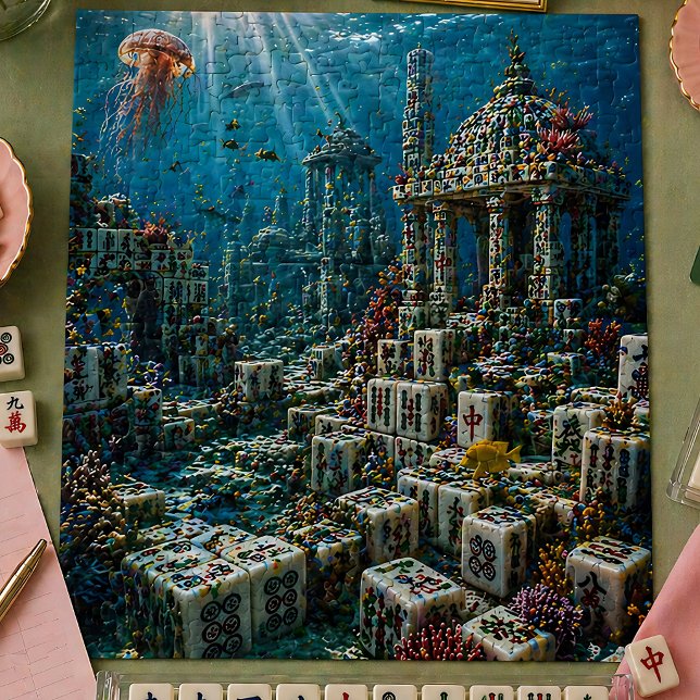 Underwater Mahjong Tile Reef Ocean Coral Fantasy  Jigsaw Puzzle (Creator Uploaded)