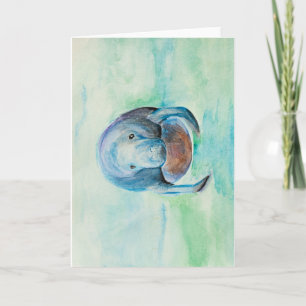 Underwater Manatee Watercolor Card