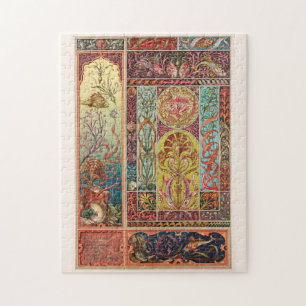 Underwater marine life, art nouveau aquarium jigsaw puzzle