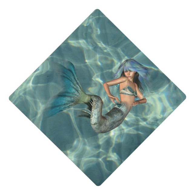 Underwater Mermaid Graduation Cap Topper (Front)