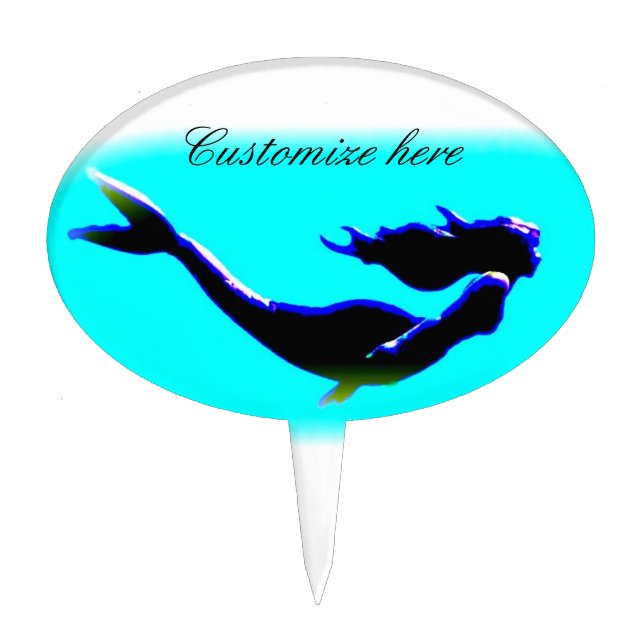 underwater mermaid swimming cake topper (Front)