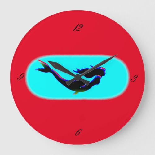 underwater mermaid swimming large clock