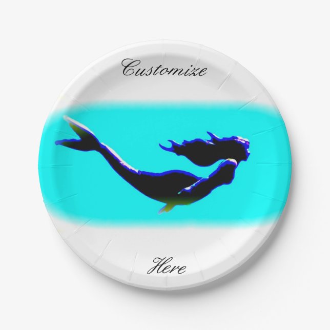 underwater mermaid swimming paper plates (Front)
