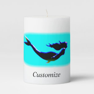 Underwater mermaid swimming pillar candle