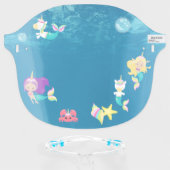 Underwater Mermaid Unicorn Cute Kids Face Shield (Front w/Glasses)