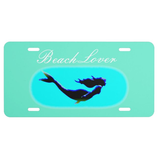 Underwater mermaids beach lover green license plate (Front)