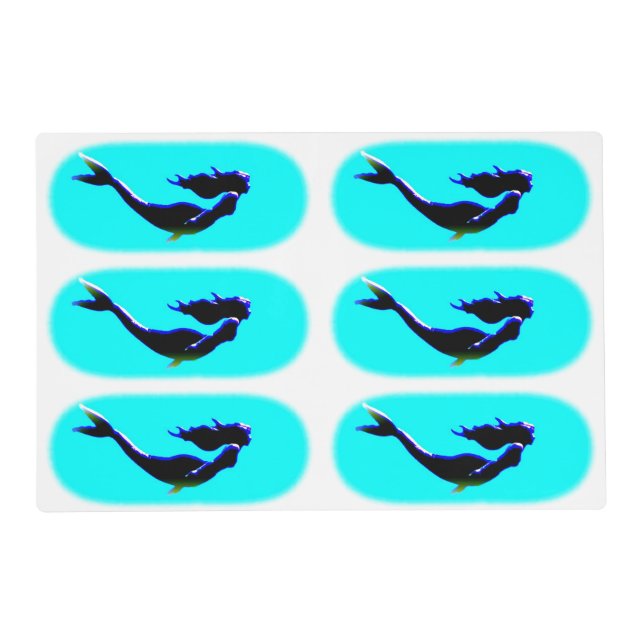 underwater mermaids swimming placemat (Back)