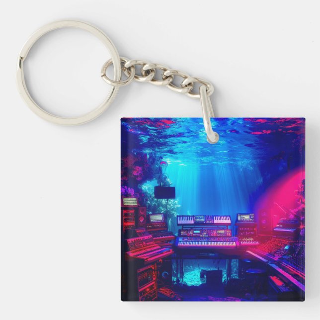 Underwater Music Studio Keychain (Front)
