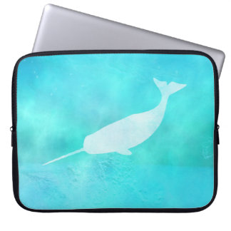 Underwater Narwhal Silhouette Laptop Sleeve