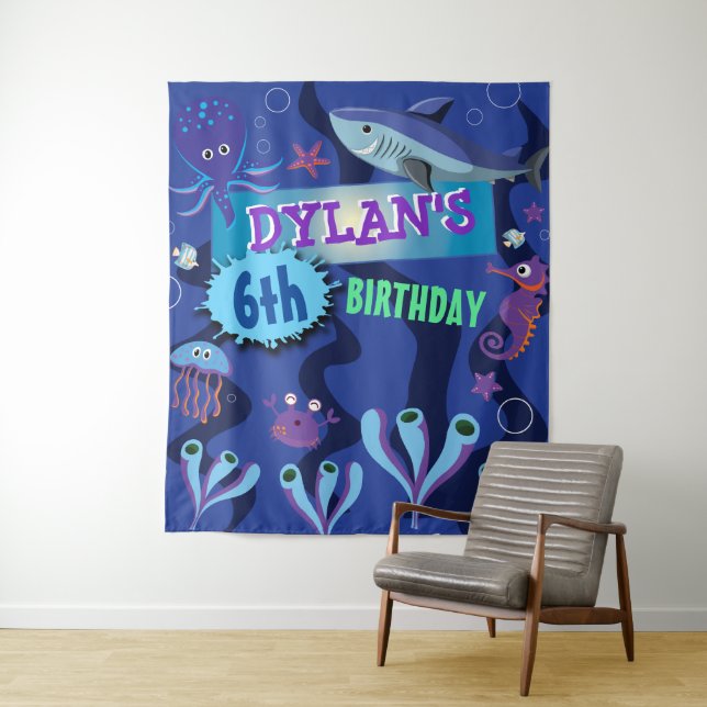 Underwater Ocean Birthday Party Photo-Op Backdrop (In Situ)