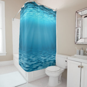 Underwater Ocean Light Rays in Blue Shower Curtain