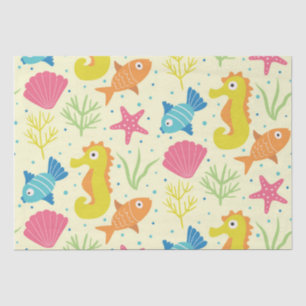 Underwater ocean seahorse,starfish and seashells tissue paper
