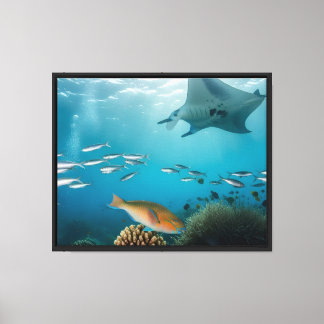 Underwater Ocean Wall Art with Tropical Fish and C